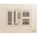 Philip johnson 1906  2005 john burgee lithograph of the building elevation for att world headquarters in new york 1986 signed in print ap 3950 mat signed and dated by johnson and burgee i