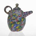 Richard marquis b 1945 rare granulare murrine glass teapot washington state 1996 signed and dated 5 34 x 6 12