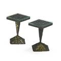 James bearden b 1964 pair of side tables elevated lunar landscape i and ii cathedral series des moines ia 2014 welded and blackened steel fused bronze glass signed b14 19 x 12 12 sq