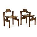 American studio set of four side chairs 1960s laminated and sculpted walnut unmarked 30 12 x 21 x 20