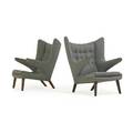 Hans wegner 1914  2007 ap stolen two papa bear chairs denmark 1950s teak upholstery ink stamps with manufacturing numbers 39 x 36 x 36
