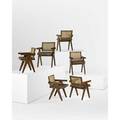 Pierre jeanneret 1896  1967 six vleg armchairs from the chandigarh administrative buildings franceindia 1950s teak cane upholstery unmarked 31 x 19 34 x 21 12 literature le corbusi