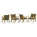 Steiner four armchairs and table france 1950s bent ash upholstery vinyl brass manufacturers labels chairs 31 x 22 12 x 24 table 28 14 x 30 sq