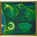 Tommi parzinger 1903  1981 oil on canvas framed two gnomes green new york 1968 signed and dated canvas only 21 x 20