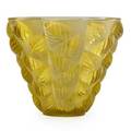 Lalique moissac vase clear and frosted yellow glass france des 1927 m p 437 no 992 etched r lalique france 5 x 6