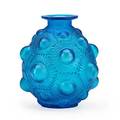 Lalique tournesols vase electric blue glass france des 1927 m p 440 no 1007 etched r lalique france no 1007 4 14 x 4