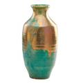Pewabic tall baluster vase verdigris and iridescent gold glaze detroit mi circular pewabic detroit stamp 12 14 x 6