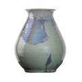 Pewabic ribbed vase iridescent celadon and lavender glaze detroit mi circular pewabic detroit stamp 9 12 x 7