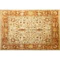 Oushak style contemporary roomsize handknotted wool rug shades of taupe and orange unmarked 8 3 x 10