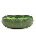 Grueby large low bowl carved with leaves boston ma ca 1905 circular pottery stamp artists cipher 4 x 10 sq