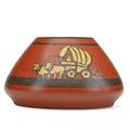 Flora huckfield and student north dakota school of mines bentonite clay vessel with wagon and oxen grand forks nd 1930s1940s incised le masurierhuck 2430blue ink stampw 3 14 x 5 14