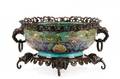 19th C French Bronze Mounted Faience Center Bowl