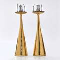 Modern lighting pair of polished brass coneshaped table lamps 1970s both unmarked 17 12 x 4 12
