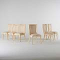Karl springer six tall back dining chairs new york 1970s bone and upholstery paper label on two 40 x 21 x 25