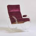 Charles hollis jones attr rocking chair usa 1970s acrylic velvet  unmarked 37 x 25 x 33