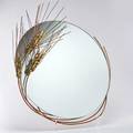 C jere wallhanging mirror with wheat motif los angeles ca 1970s copper mirrored glass unmarked 28 12 x 31
