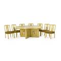 James mont dining set table and seven chairs new york 1960s enameled wood printed vinyl unmarked chairs 35 x 20 12 x 23 table 30 x 72 12 dia