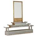 James mont tiered hall table and wall mirror usa 1960s silvered wood glass mirror unmarked mirror 48 x 24 dia table 26 x 72 x 13