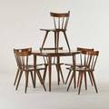 Paul mccobb winchedon furniture co planner group dining set with table and six side chairs winchendon ma 1950s stained and lacquered wood two chairs with foil labels chairs 31 x 19 34 x