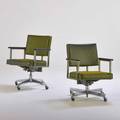 Steelcase two swiveltilt desk chairs usa 1950s chromed and enameled steel plastic vinyl upholstery one marked taller 34 x 24 x 25