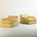 Avery boardman ltd pair of silk upholstered lounge chairs usa 1990s upholstery labels 26 x 36 x 42