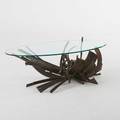 American brutalist coffee table 1970s torch cut patinated and polychrome steel glass signed cr 19 x 50 x 29 12