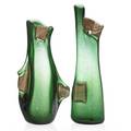 Anzolo fuga attr 19141988 possibly avem two pulegoso vases murano italy second half 20th c blown glass with applied aventurine piastre unmarked 13 12 15 12