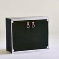 Guido faleschini twodoor cabinet italy 1970s leather chromeplated brass aluminum granite felt unmarked 33 12 x 29 12 x 18