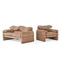 Vico magistretti cassina maralunga settee and lounge chair italy 1970s upholstery plastic upholstery labels settee 30 x 67 x 34 lounge chair 30 x 40 x 34