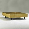Poltrona frau coffee table on casters includes divided compartment and four concealed drawers italy 1980s elm unmarked 14 x 38 sq