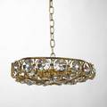 Gaetano sciolari foursocket hanging fixture 1960s brass crystal unmarked 4 12 x 15 12 dia