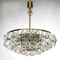 Gaetano sciolari sixsocket chandelier 1960s brass crystal unmarked 18 12 x 20 dia