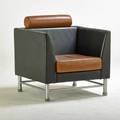 Ettore sottsass knoll international eastside lounge chair italyusa 1980s enameled steel plastic leather manufacturer labels 33 12 x 32 12 x 29
