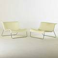 Piero lissoni kartell pair of form lounge chairs italyusa 1980s vinyl coated rubber chromed steel embossed signature 24 12 x 33 x 32