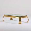 La barge coffee table usafrance 1980s brass beveled glass unmarked 15 x 53 x 32