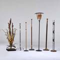 Floor lamps group of seven most french or italian one lightolier assorted metals marble wood and parchment tallest 64