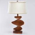 French helix table lamp 20th c cedar with brass fitting unmarked without shade 17 x 9 dia