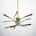 Italian twelvearm chandelier 1950s brass enameled metal unmarked 36 x 21 12 dia