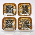 Piero fornasetti set of four square posateria porcelain bowls italy 1955 all marked each 1 12 x 5 14 sq