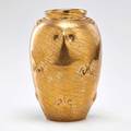 Ugo zaccagnini gold crackleware vase italy 193759 glazed earthenware marked 10 12 x 6 dia