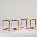Mastercraft pair of lamp tables usa 1980s brassplated steel glass unmarked 24 x 26 x 22
