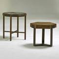 John stuart two side tables usa 1960s burlwood etched brass bronze walnut one with metal label taller 20 12 x 18 12
