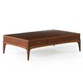 Lane coffee table with through drawer altavista virginia 20th c walnut brass plated hardware branded 14 34 x 52 x 32