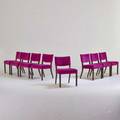 Baker eight dining chairs usa 1960s stained and lacquered mahogany velvet unmarked 32 x 21 12 x 24