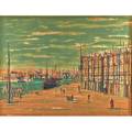 Jean carzou french 19072000 lithograph on canvas le port devant le palais 1958 framed signed in print 42 x 62 14