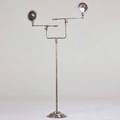 Industrial adjustable twoarmed floor lamp usa 1990s nickeled brass unmarked as shown 77 x 44 x 14