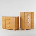 Heywood wakefield two chests complete with mirror not shown usa 1940s maple with champagne finish branded marks tall chest 45 x 32 x 19