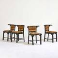 After josef hoffman set of four fledermaus side chairs austria 1980s ebonized wood upholstery unmarked 29 14 x 18 34 x 18