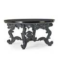 American center table 1990s carved and painted wood lacquered wood unmarked 35 12 x 70 dia