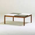 Lewis butler knoll international coffee table ontario ca 1950s walnut laminate manufacturer and retailer labels 16 x 38 x 34